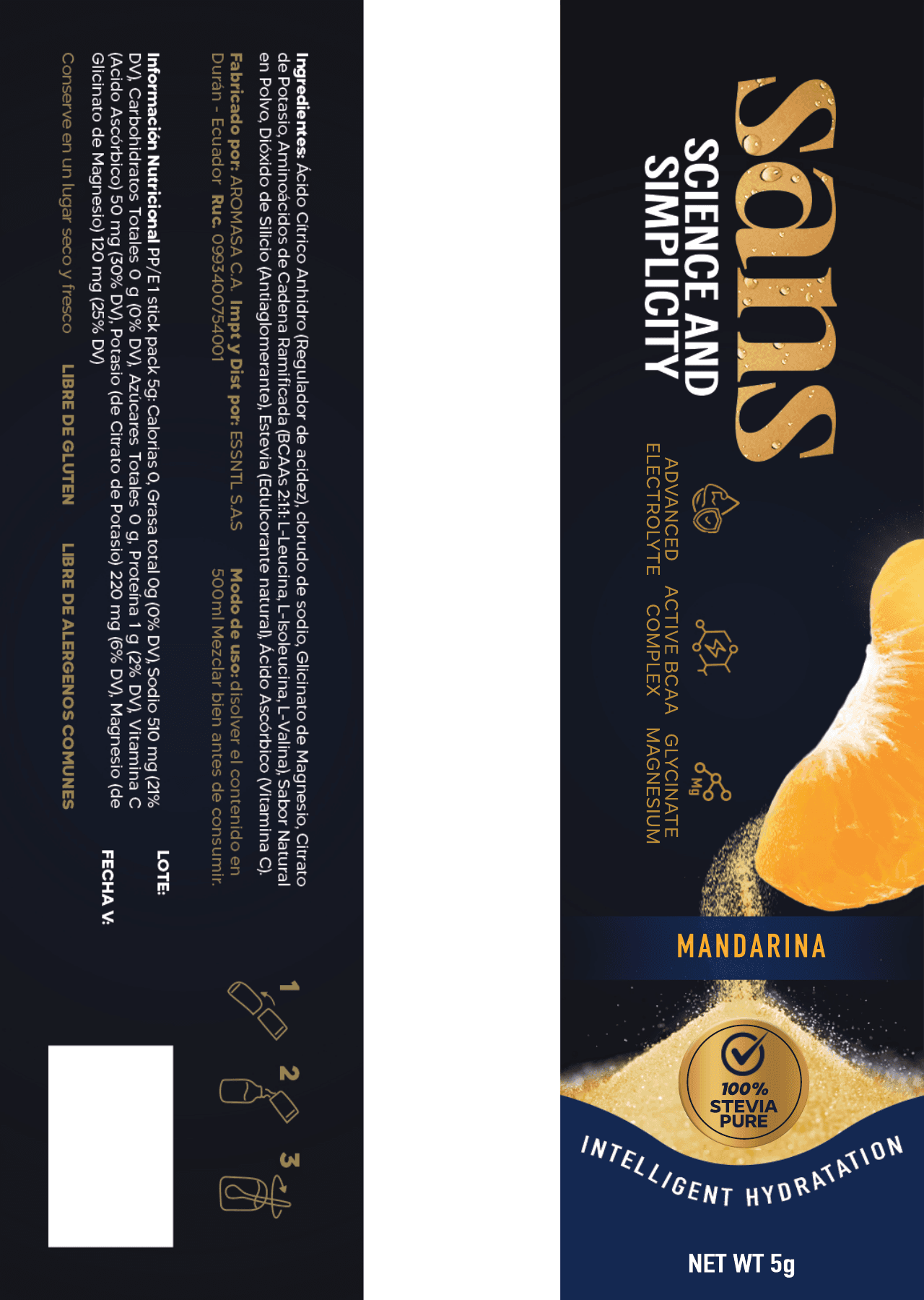 Arte de empaque SANS sabor Mandarina